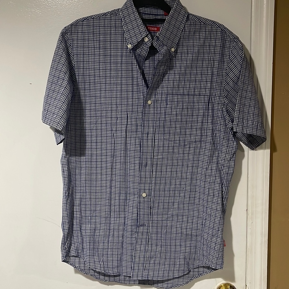 Izod Mens Button Down Shirt Short Sleeve Like New